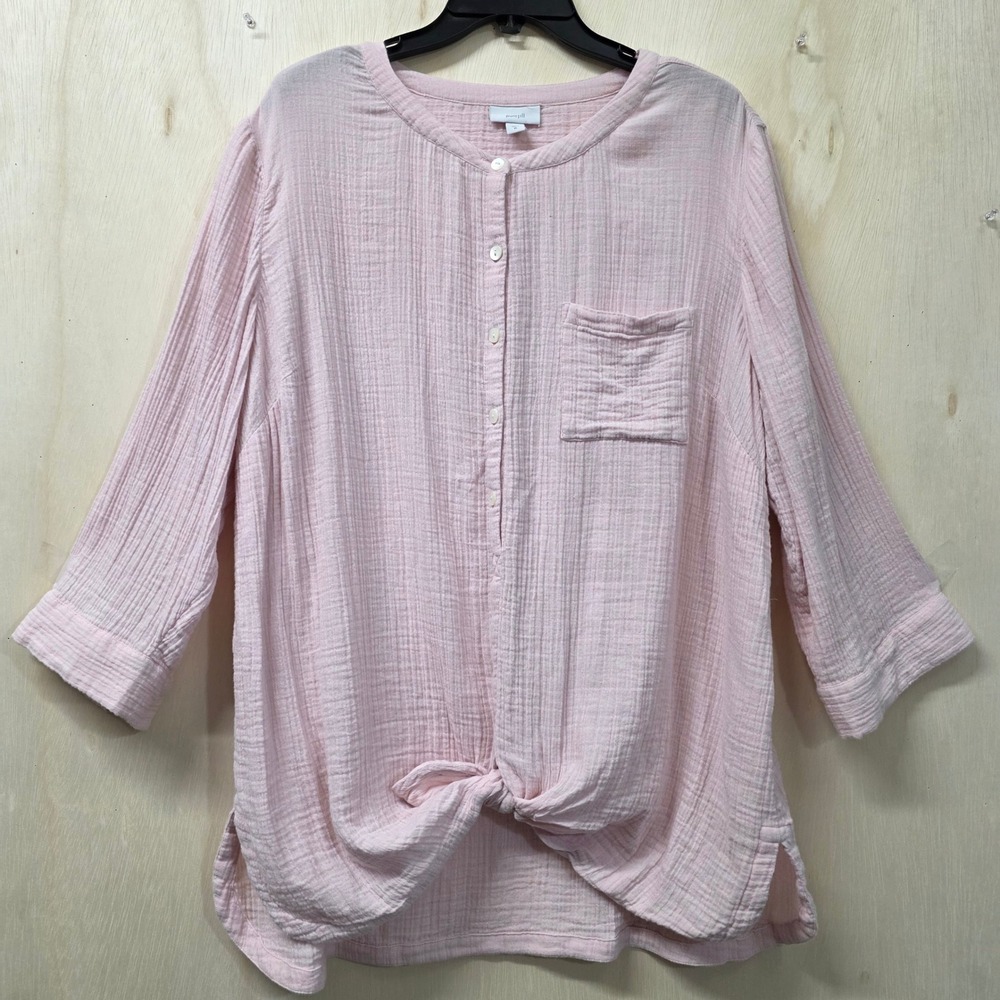 Pure Jill J. Jill Pink Double Gauze Cotton Button Front Tunic Top XL